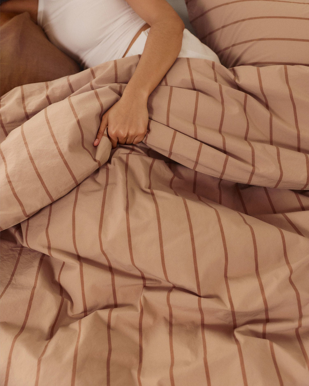 Brushed Cotton Duvet Cover Set - Adobe Stripe TW/XL