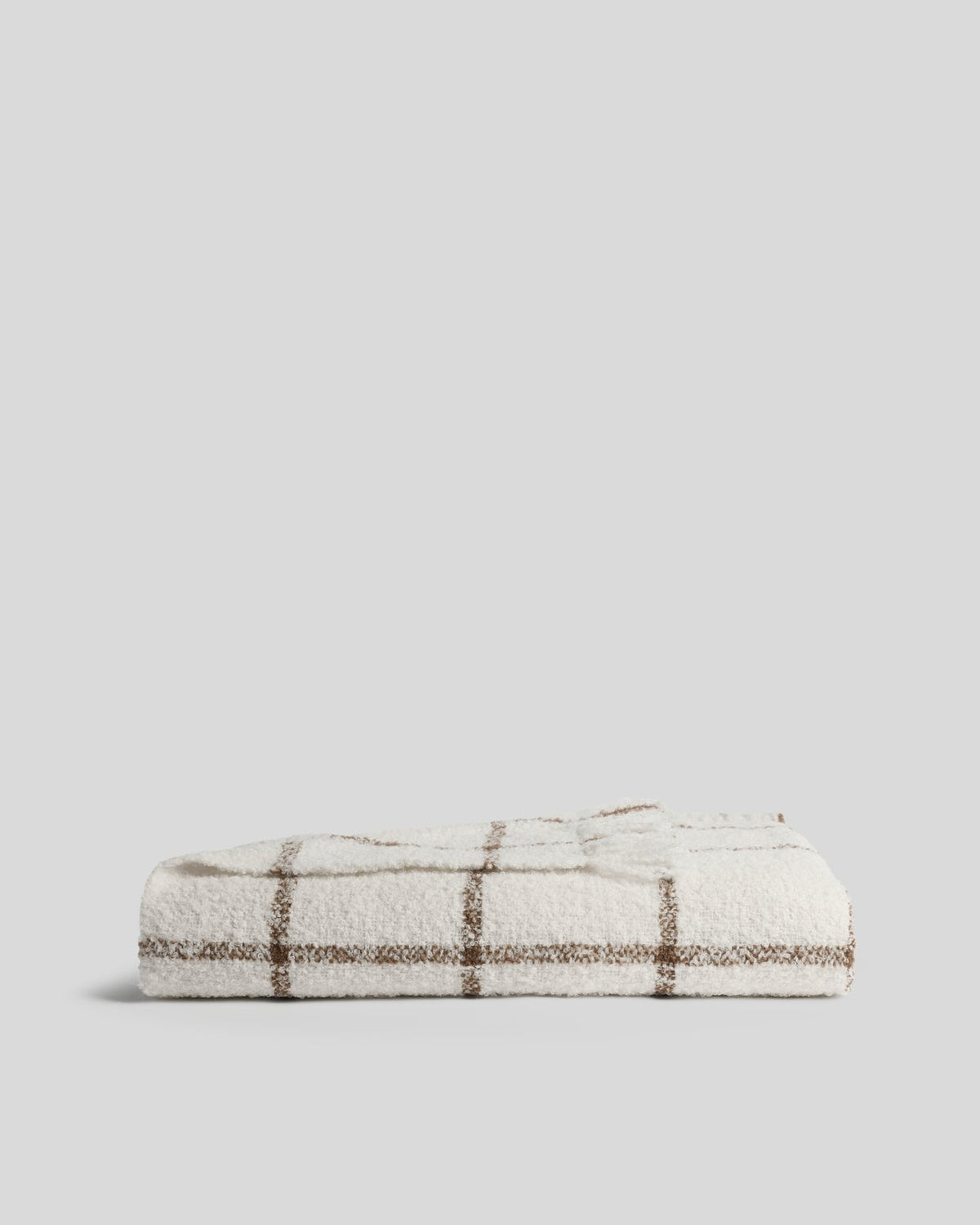 Alpaca Boucle Windowpane Throw - FINAL SALE (Cream with Tobacco)