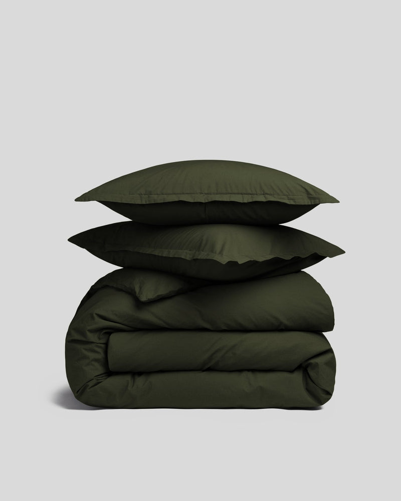 Brushed Cotton Duvet Cover Set - Evergreen K/CK