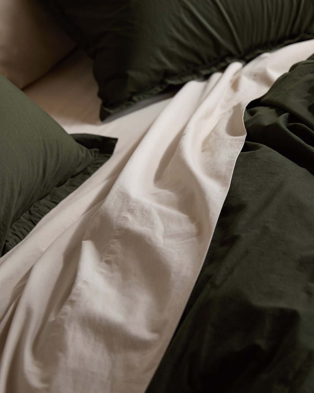 Brushed Cotton Duvet Cover Set - Evergreen K/CK