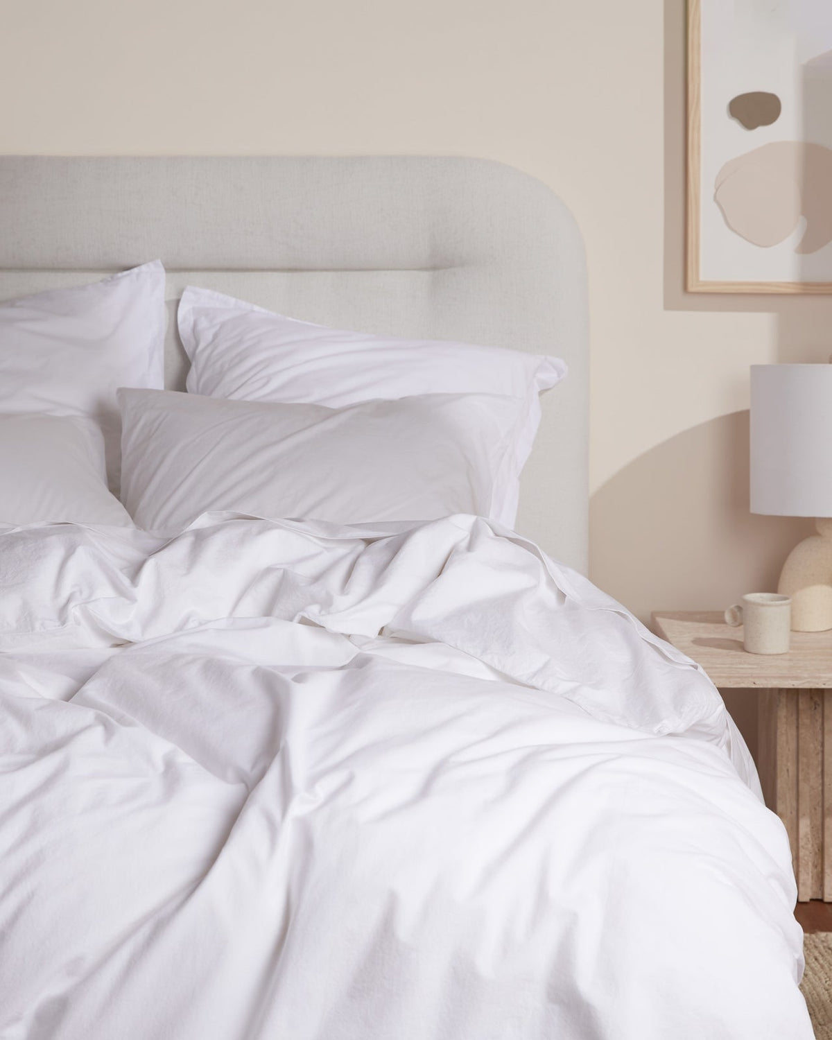 Brushed Cotton Duvet Cover Set - White K/CK