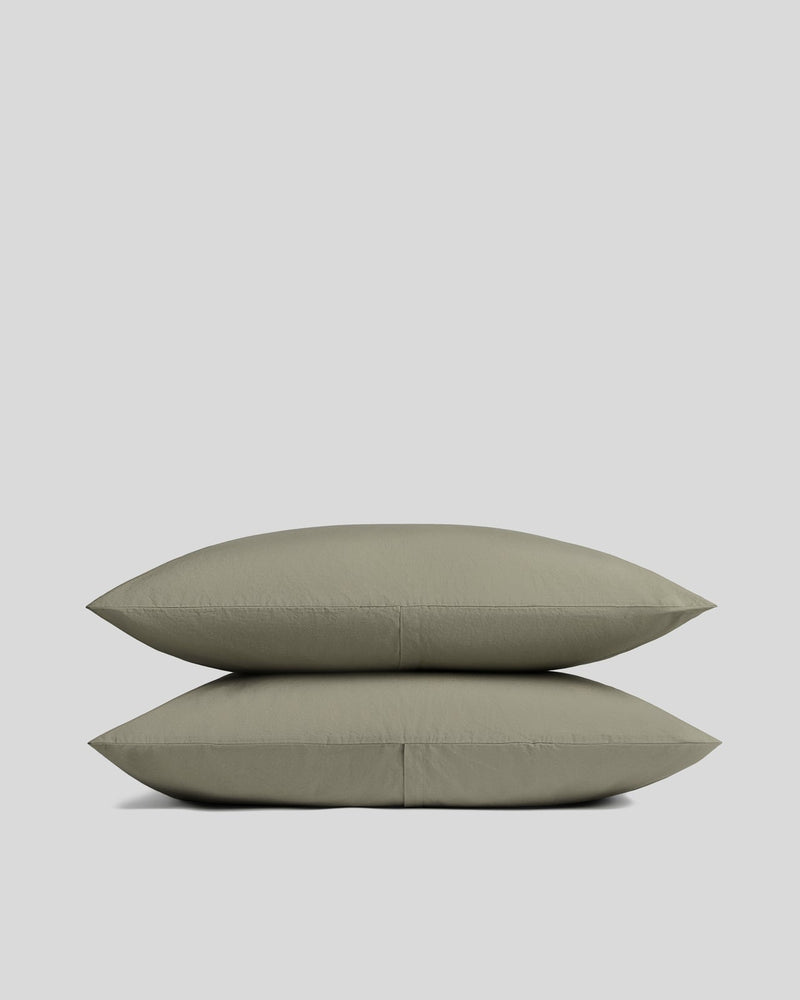Brushed Cotton Pillowcase Set (Moss)