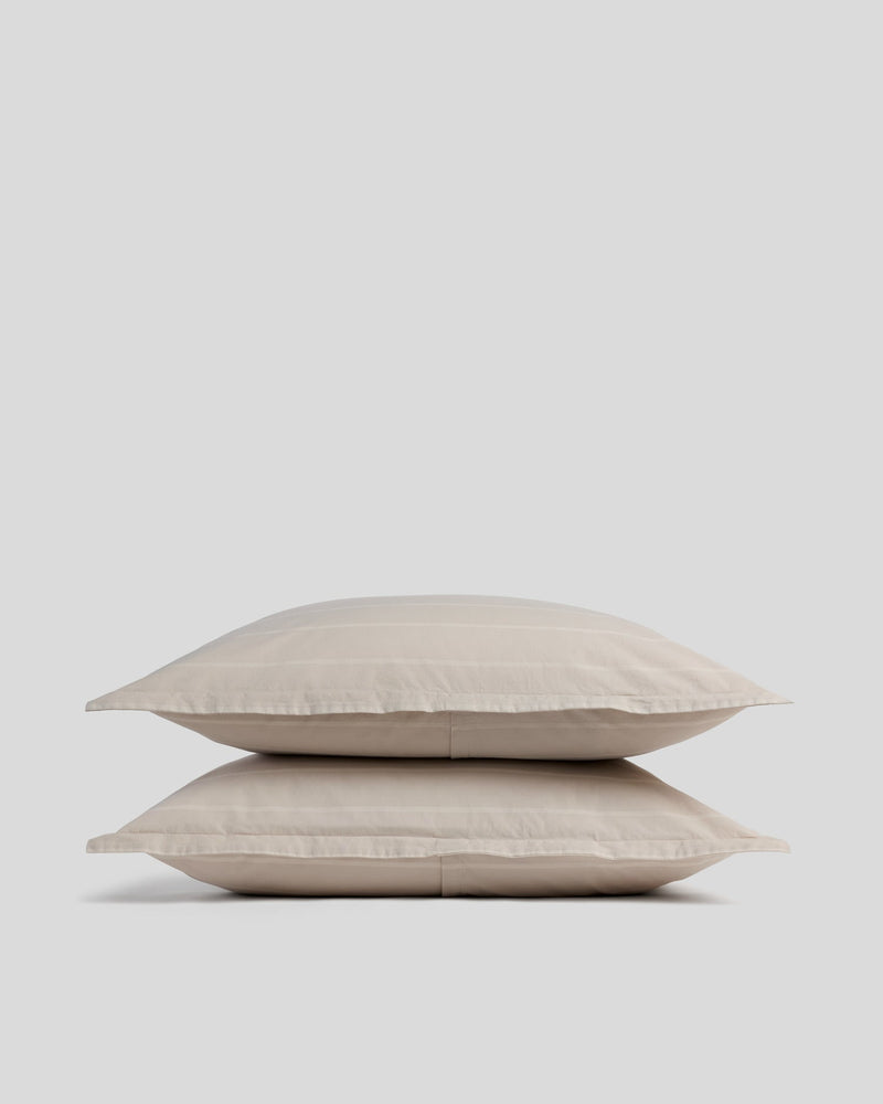 Brushed Cotton Sham Set (Bone Stripe)
