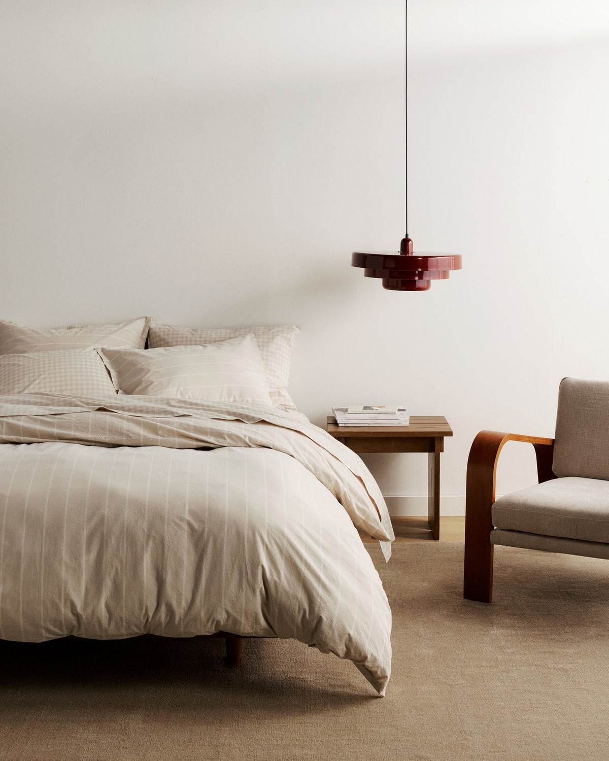 Brushed Cotton Duvet Cover Set - Bone Stripe TW/XL