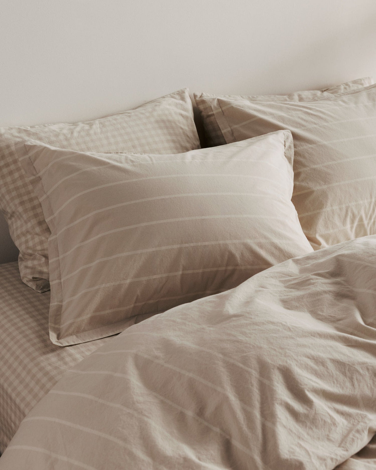 Brushed Cotton Duvet Cover (Bone Stripe)