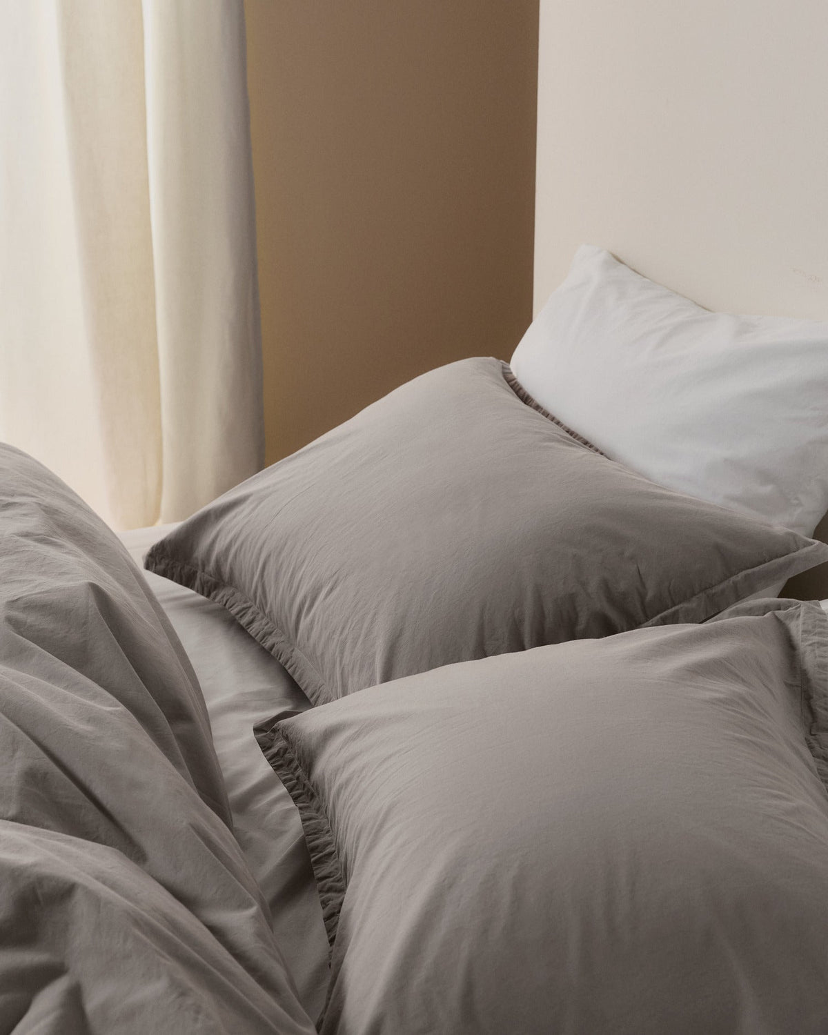 Brushed Cotton Duvet Cover Set - Pebble TW/XL