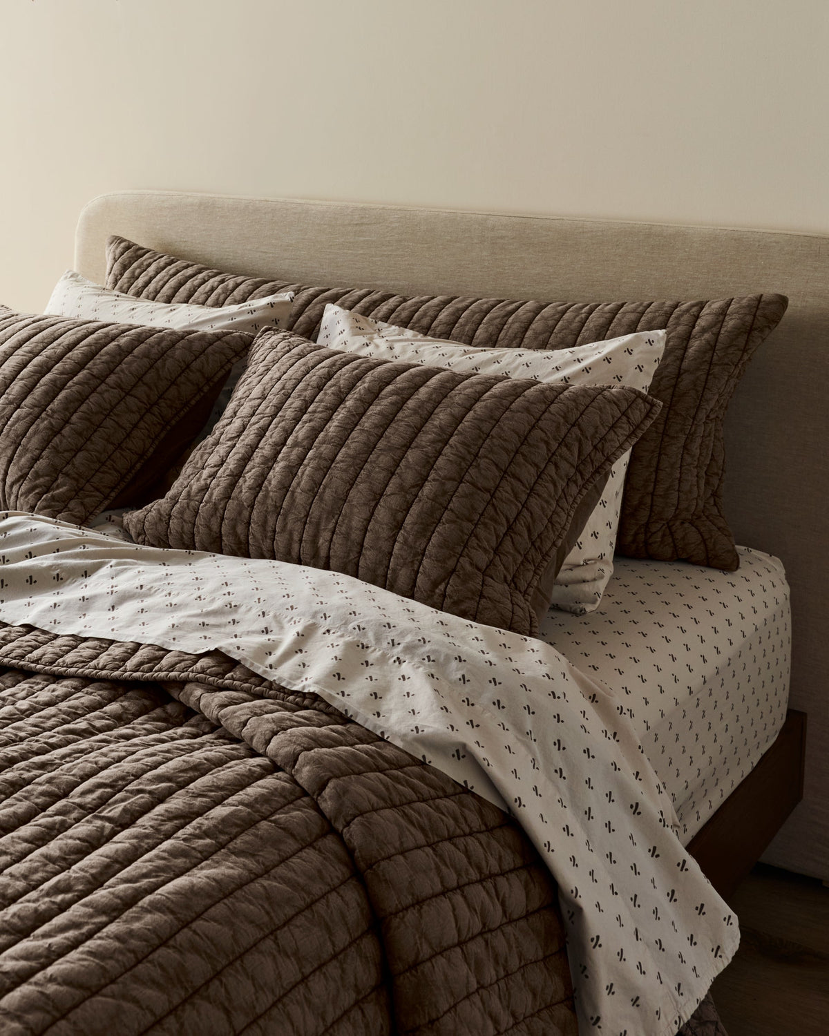 Garment Dyed Channel Sham Set - FINAL SALE (Warm Grey)