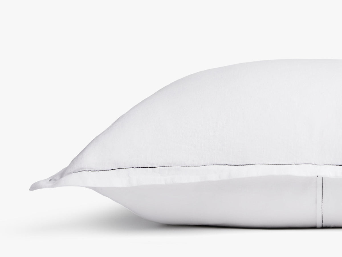 Linen Tencel Euro Sham - FINAL SALE (White with Black)