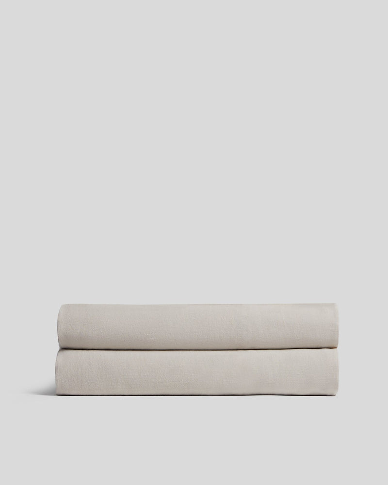 Linen Tencel Fitted Sheet - FINAL SALE (Bone with Canyon)