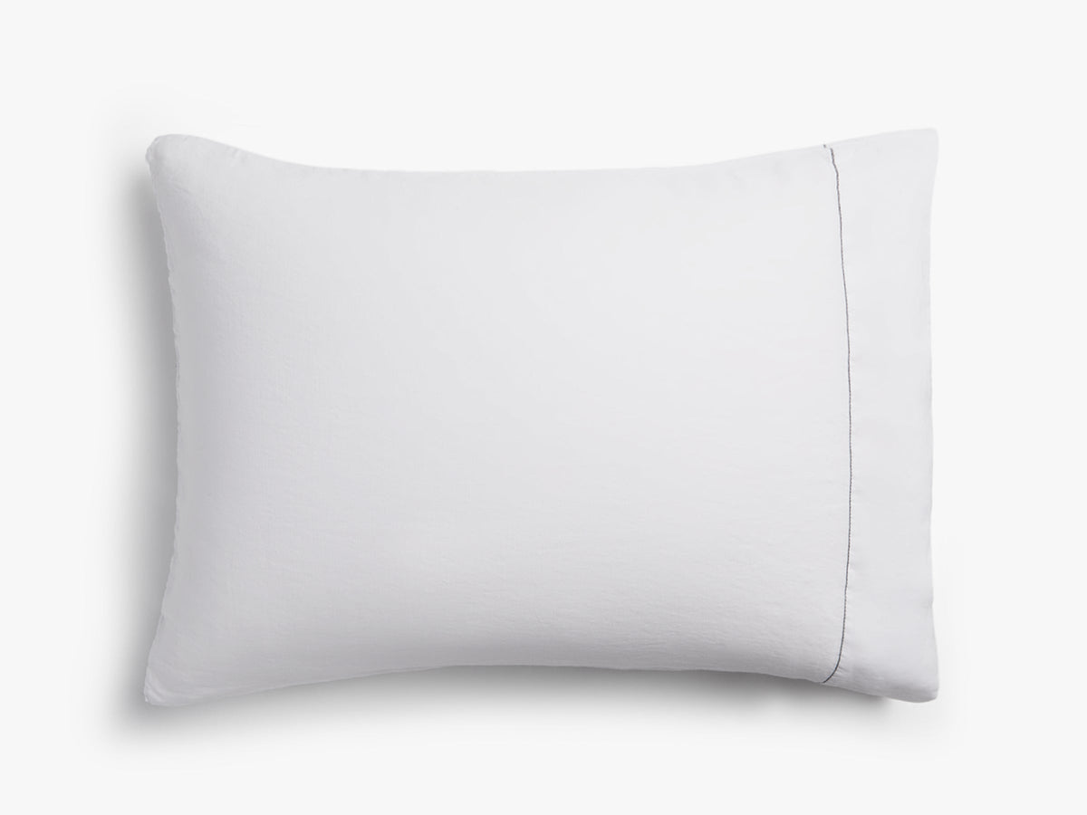 Linen Tencel Pillowcase Set - FINAL SALE (White with Black)
