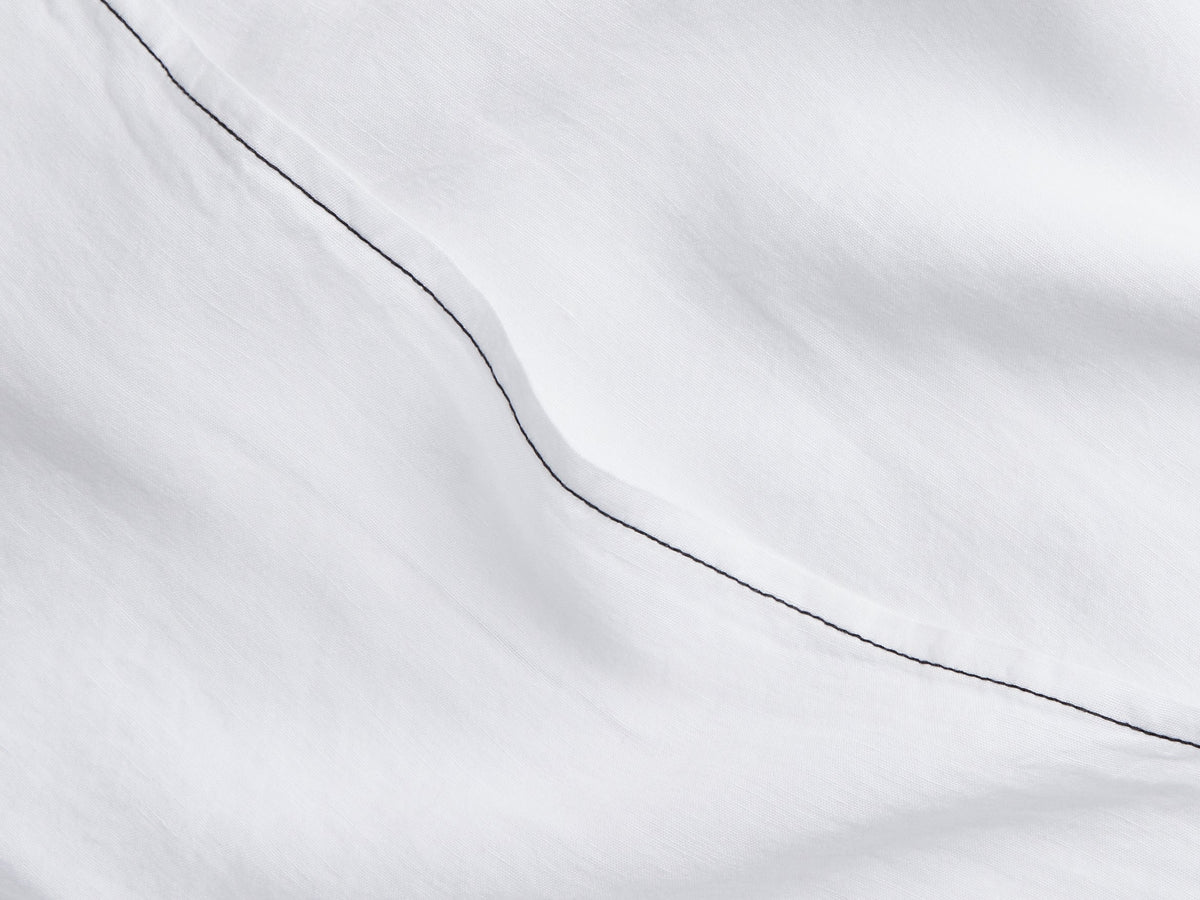 Linen Tencel Sham Set - FINAL SALE (White with Black)