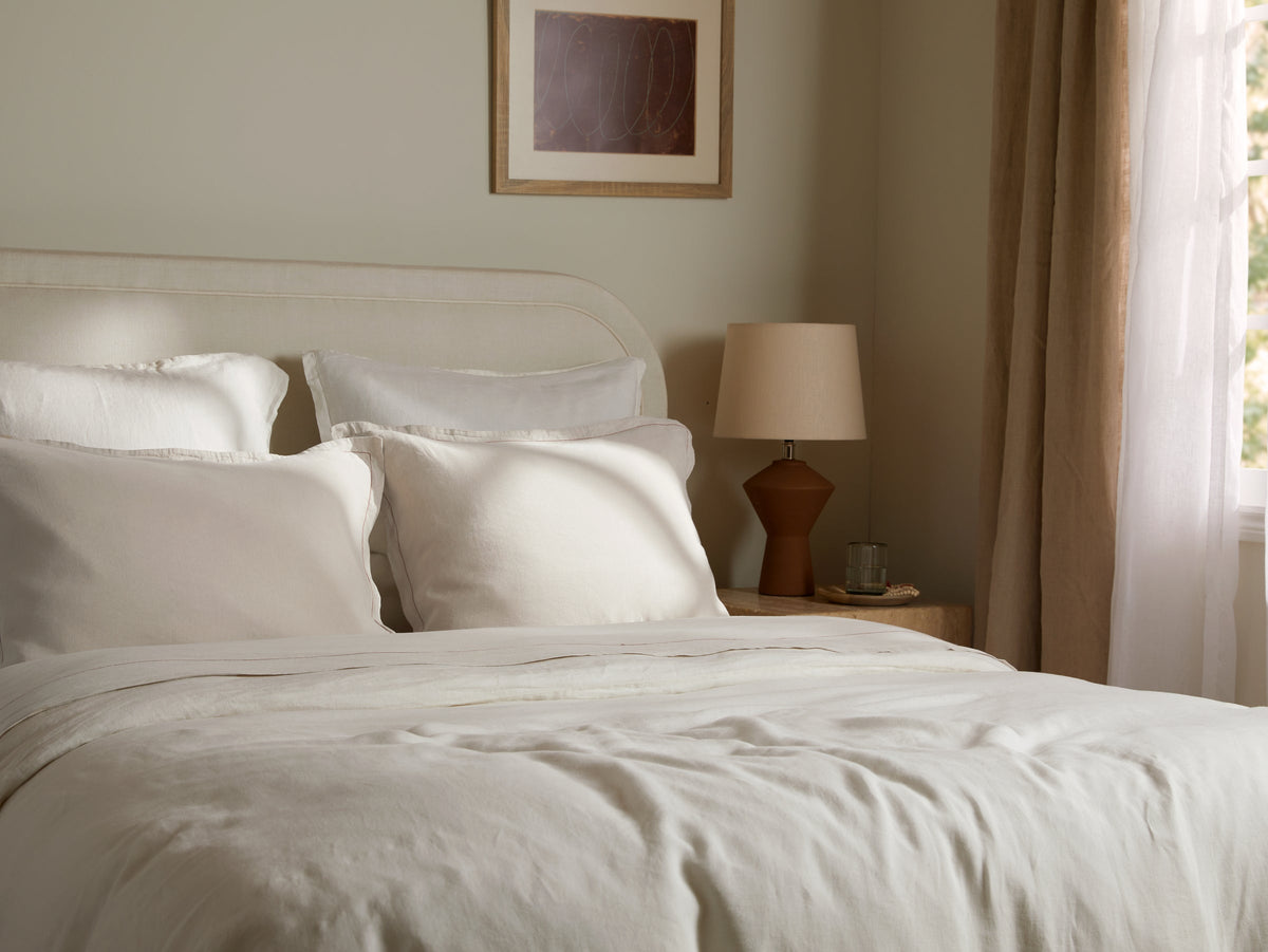 Linen Tencel Duvet Cover - FINAL SALE (Bone with Canyon)