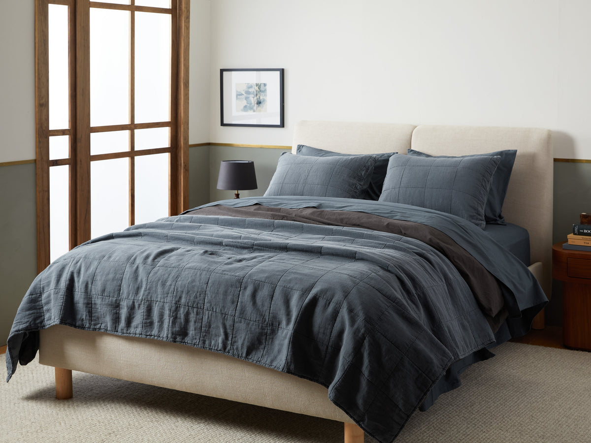 Linen Box Quilted Sham Set (Dusk)