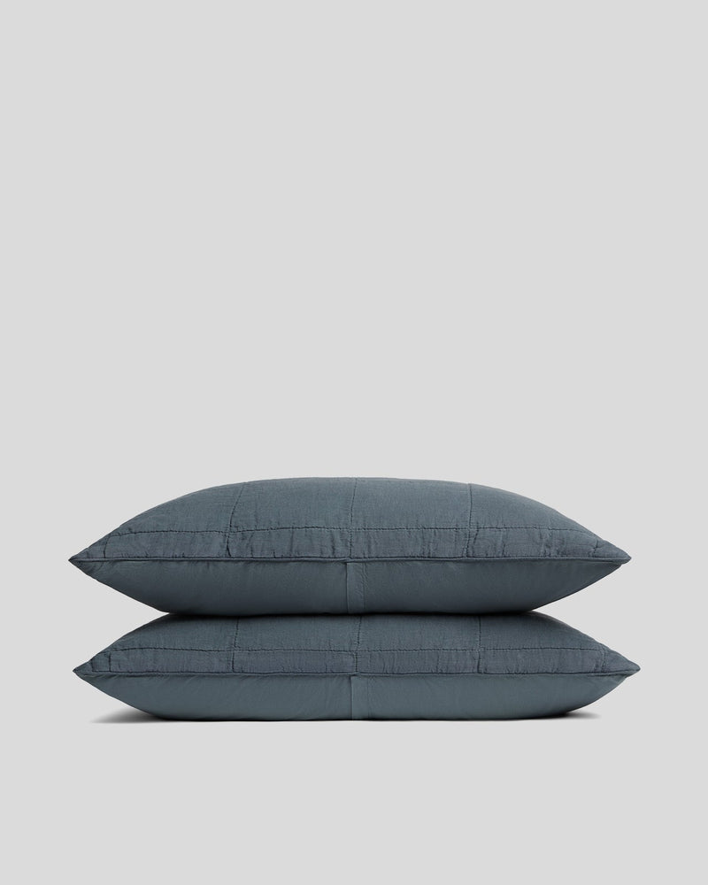 Linen Box Quilted Sham Set (Dusk)