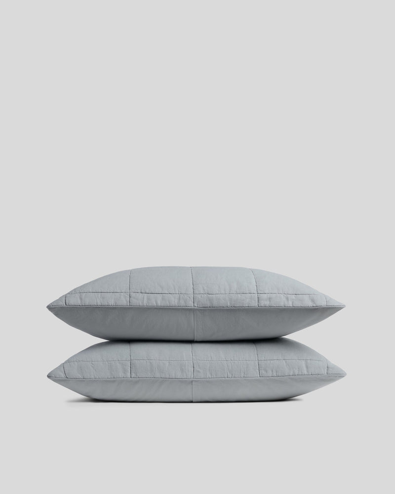Linen Box Quilted Sham Set (Sky)
