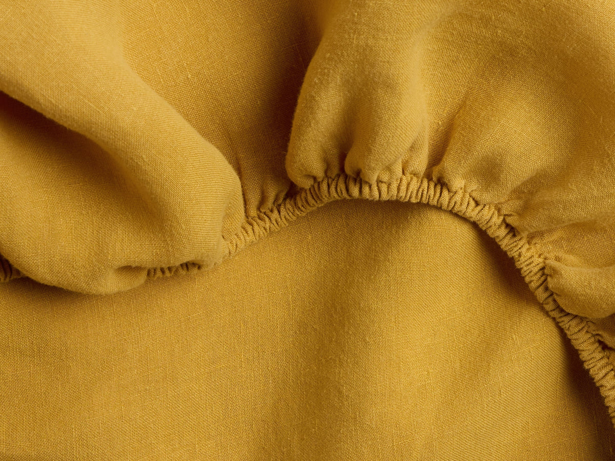 Linen Fitted Sheet - FINAL SALE (Marigold)