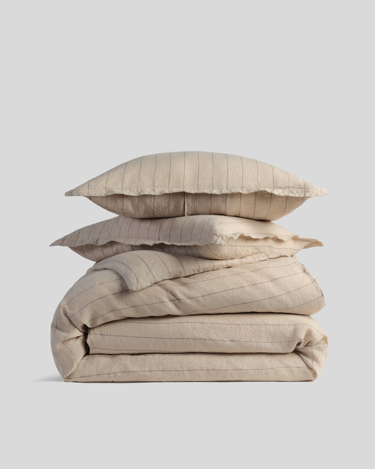 Linen Duvet Cover Set - Bone Stripe K/CK