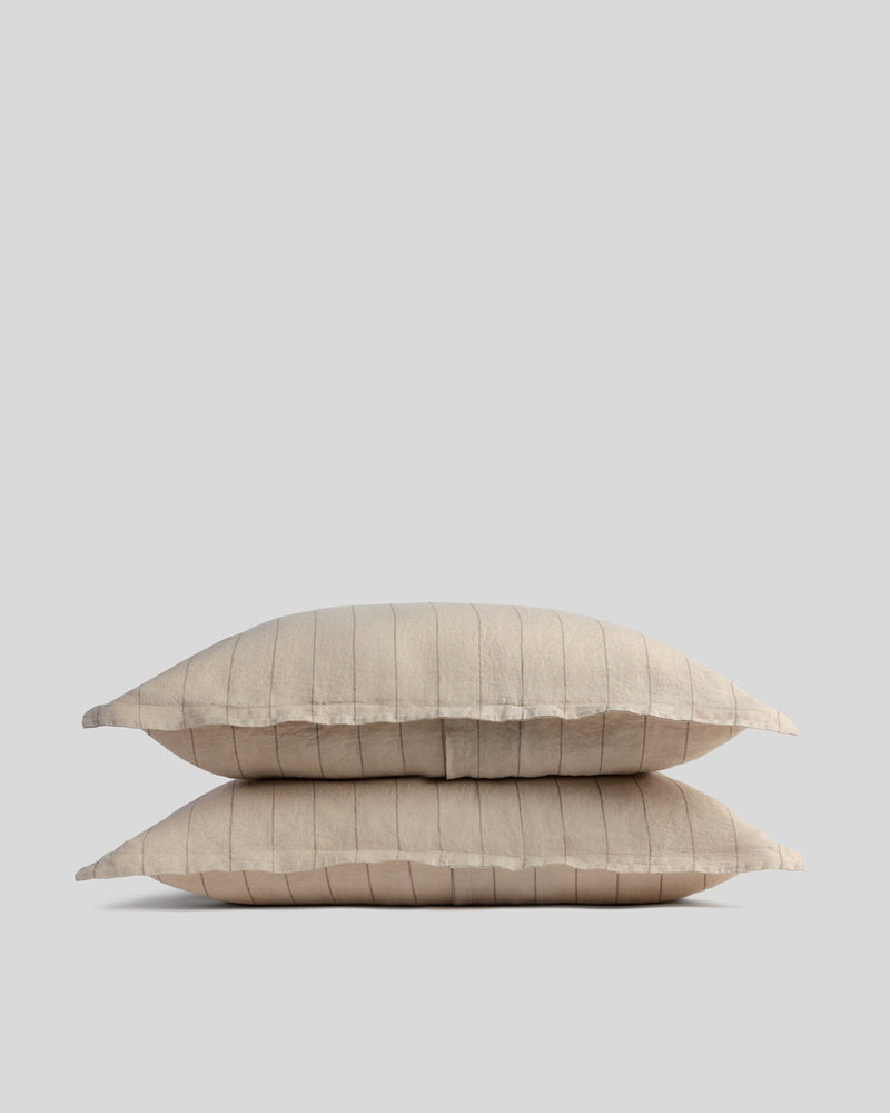 Linen Sham Set (Bone Stripe)