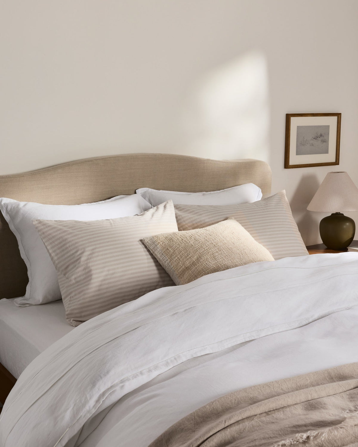 Linen Tencel Duvet Cover Set - White K/CK