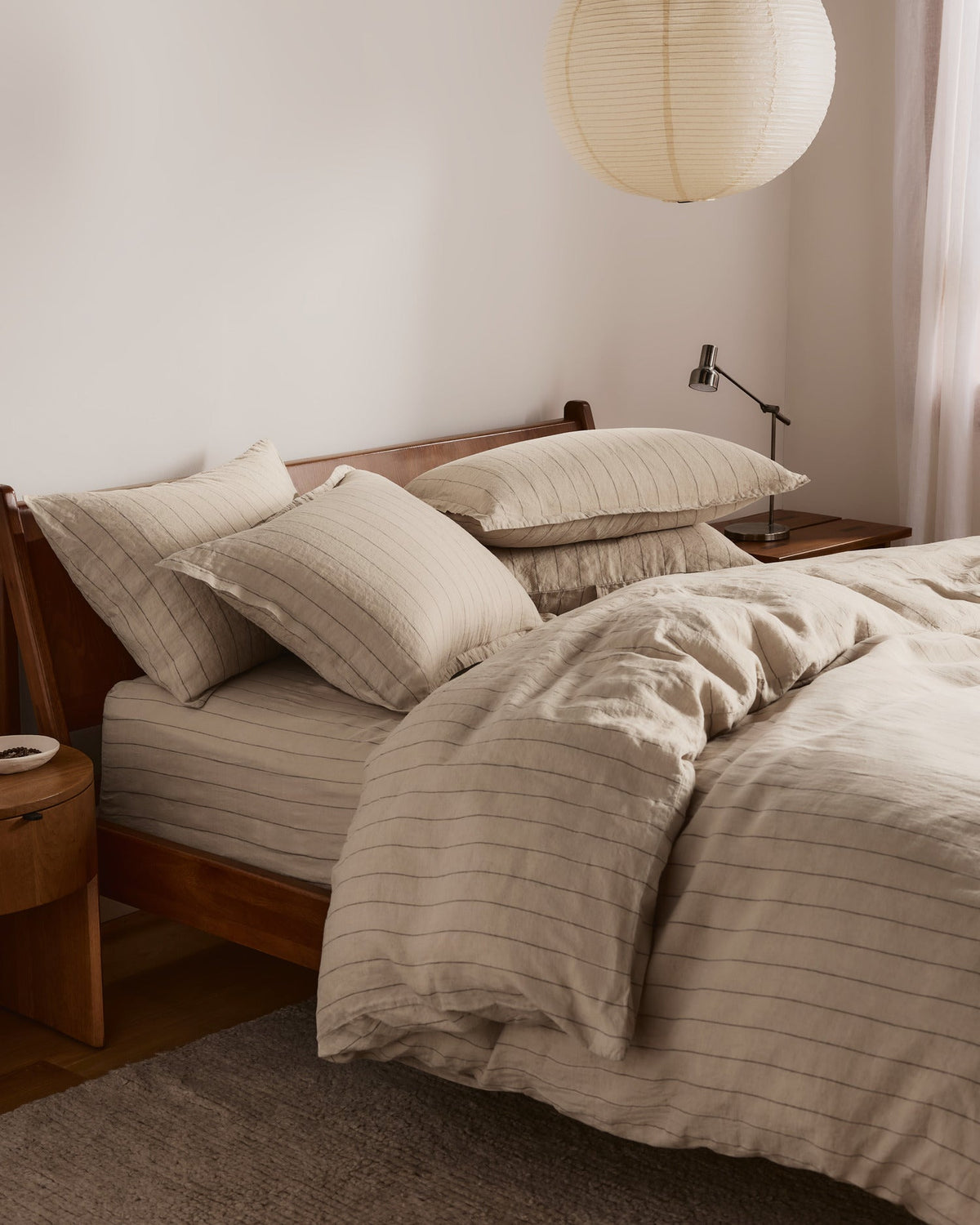 Linen Sham Set (Bone Stripe)