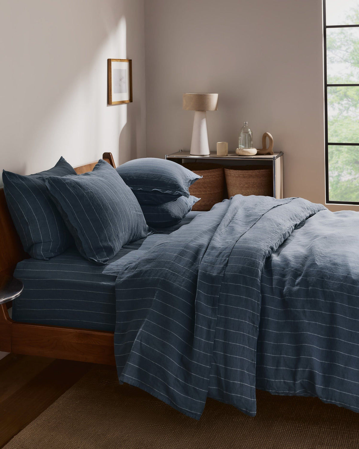 Linen Duvet Cover Set - Dusk Stripe K/CK