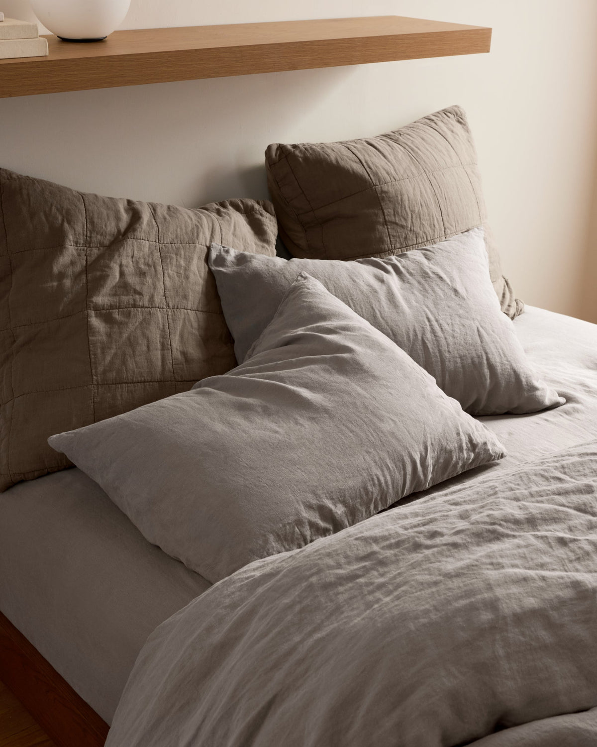 Linen Box Quilted Euro Sham (Warm Grey)