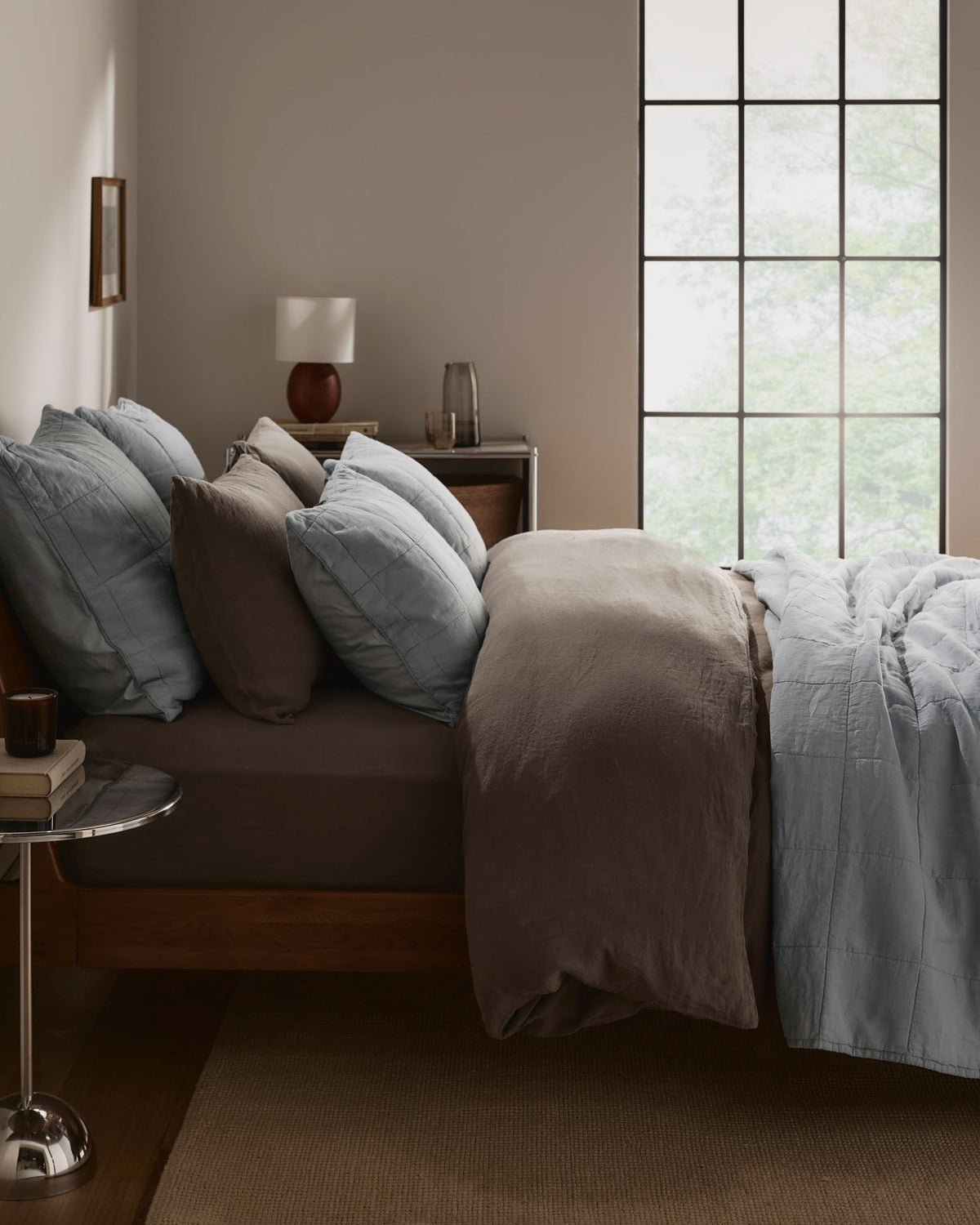 Linen Box Quilted Euro Sham (Sky)