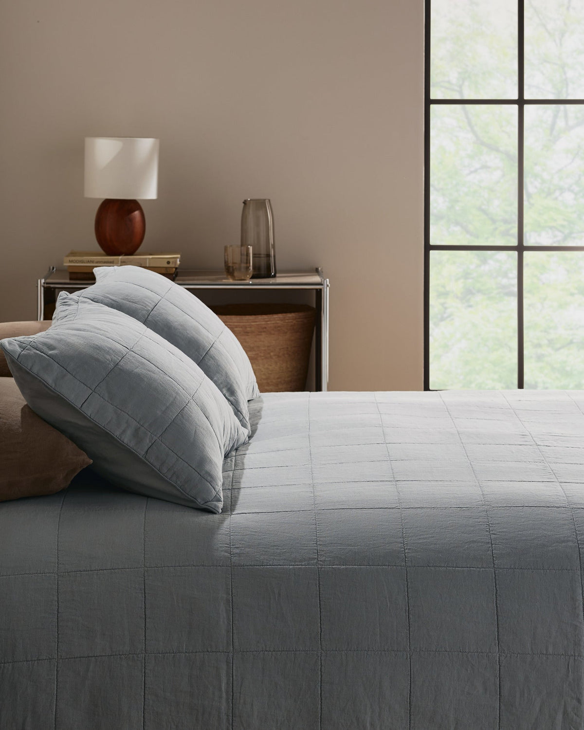 Linen Box Quilted Sham Set (Sky)