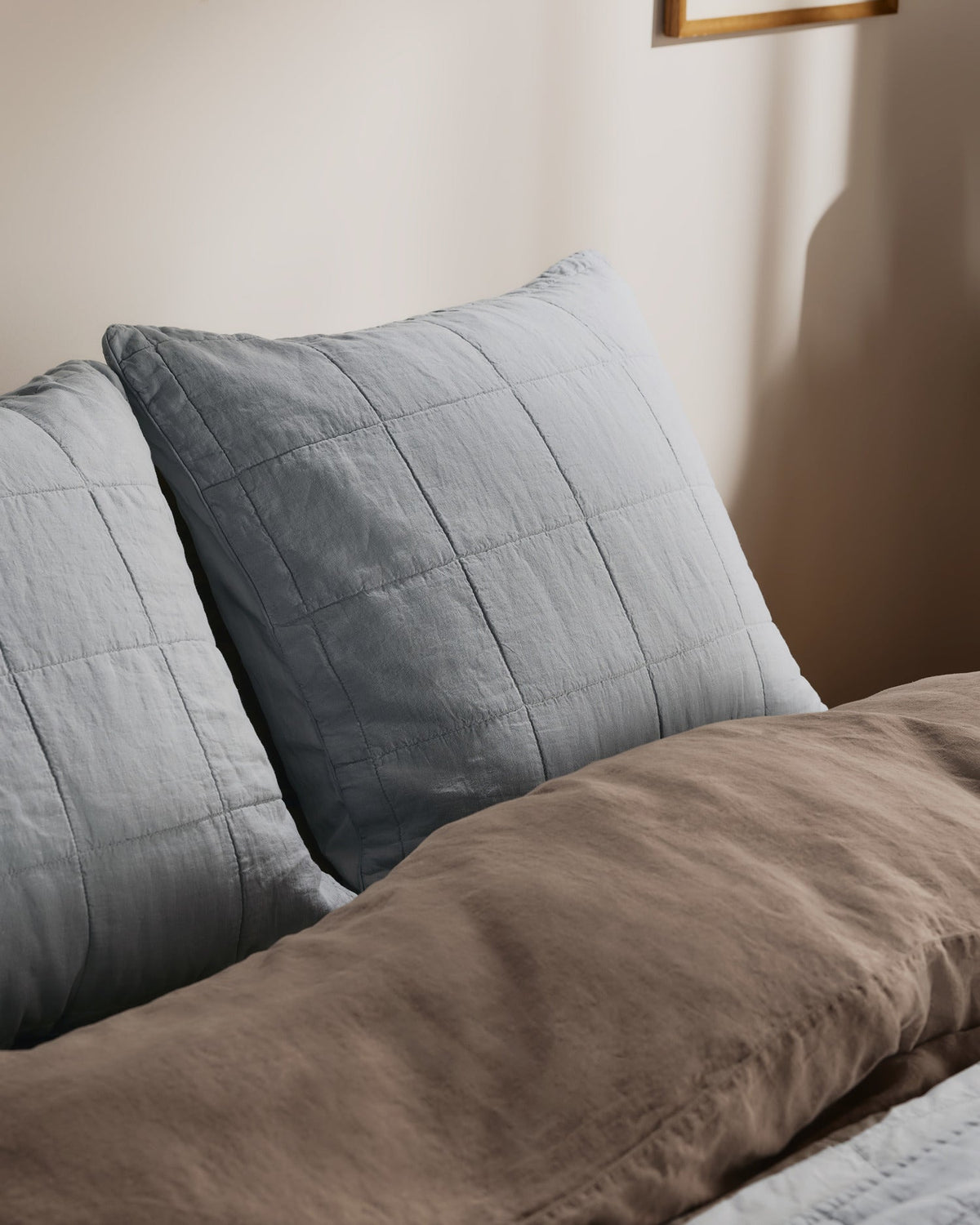 Linen Box Quilted Euro Sham (Sky)