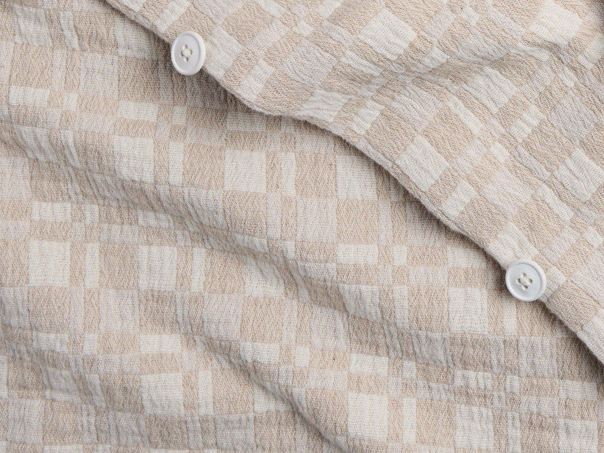 Modern Check Jacquard Duvet Cover (Cream and Bone)