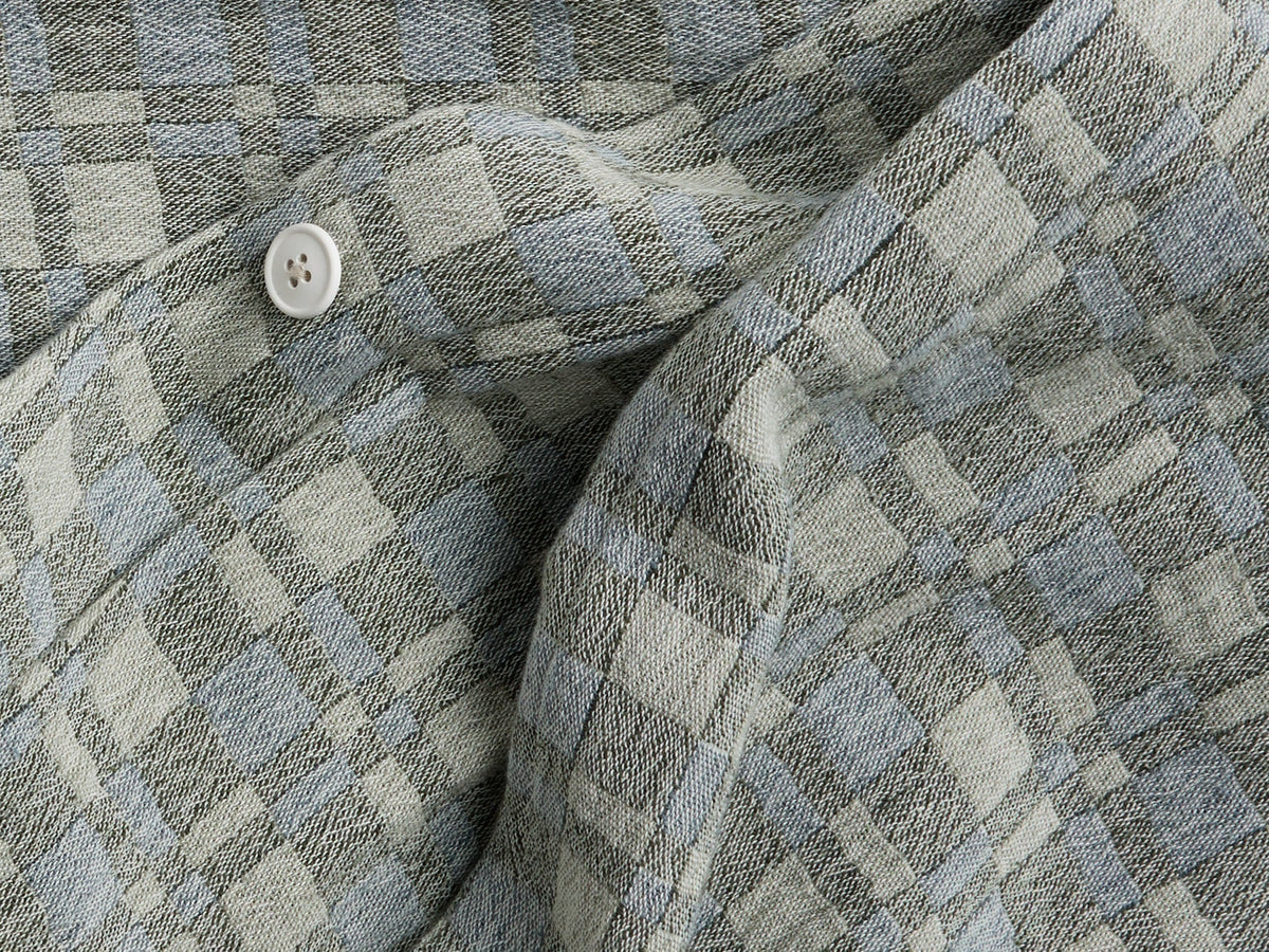 Modern Check Jacquard Duvet Cover (Dusk and Moss)