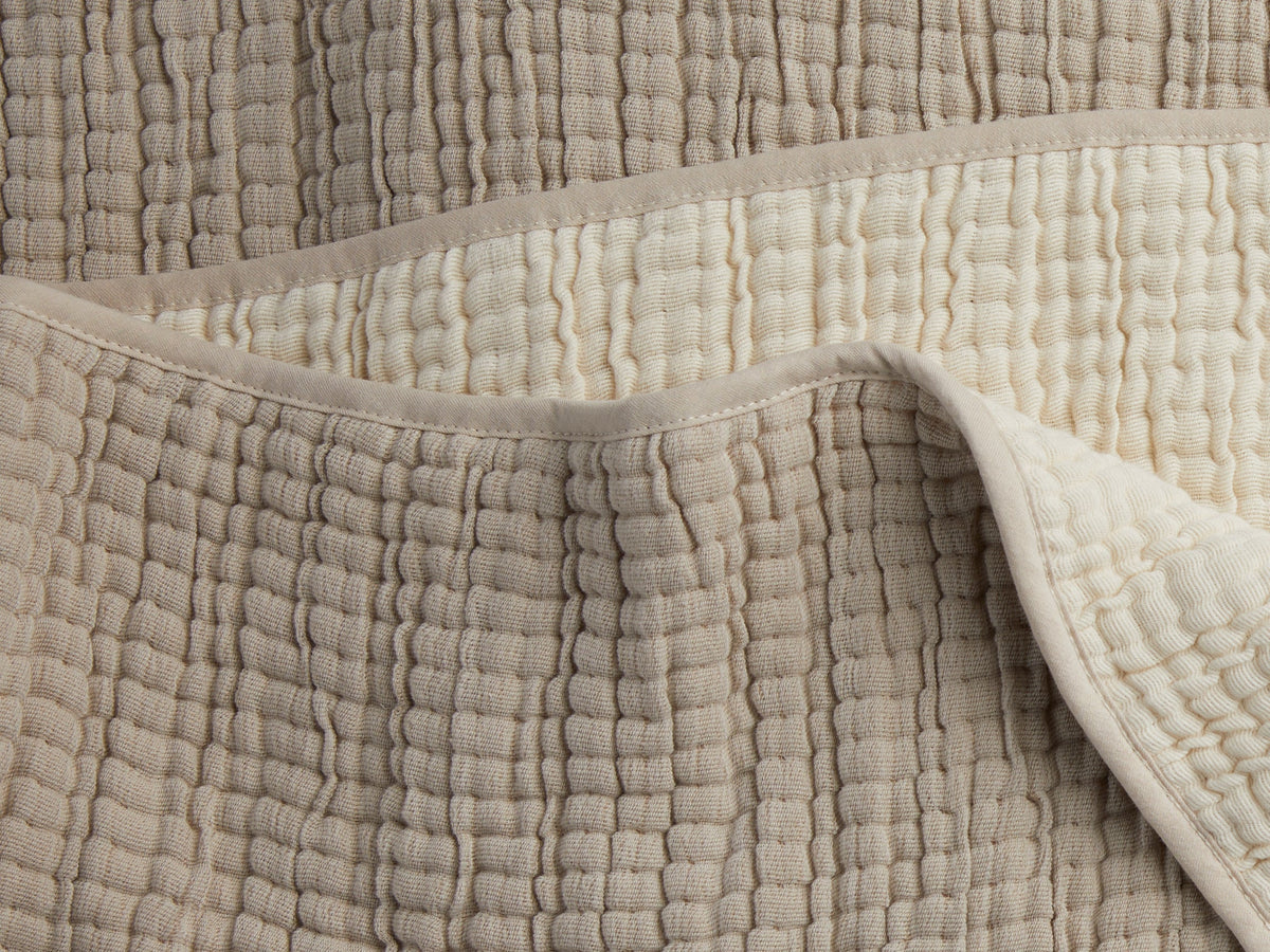 Organic Channel Gauze Throw (Natural and Ivory)