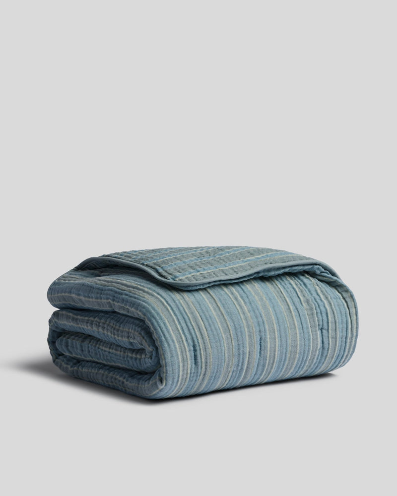 Organic Cloud Cotton Stripe Toddler Quilt (Wave and Horizon)