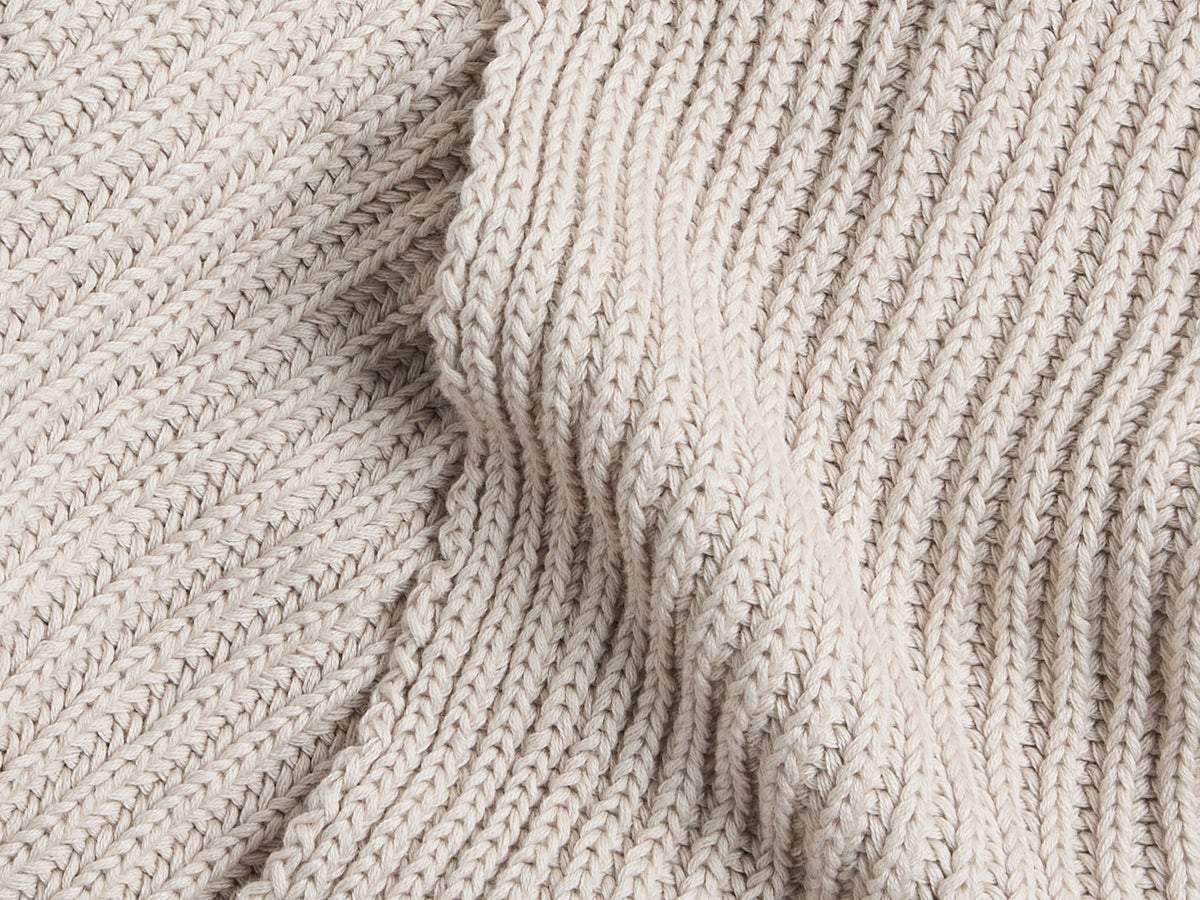 Organic Rib Knit Throw (Bone)