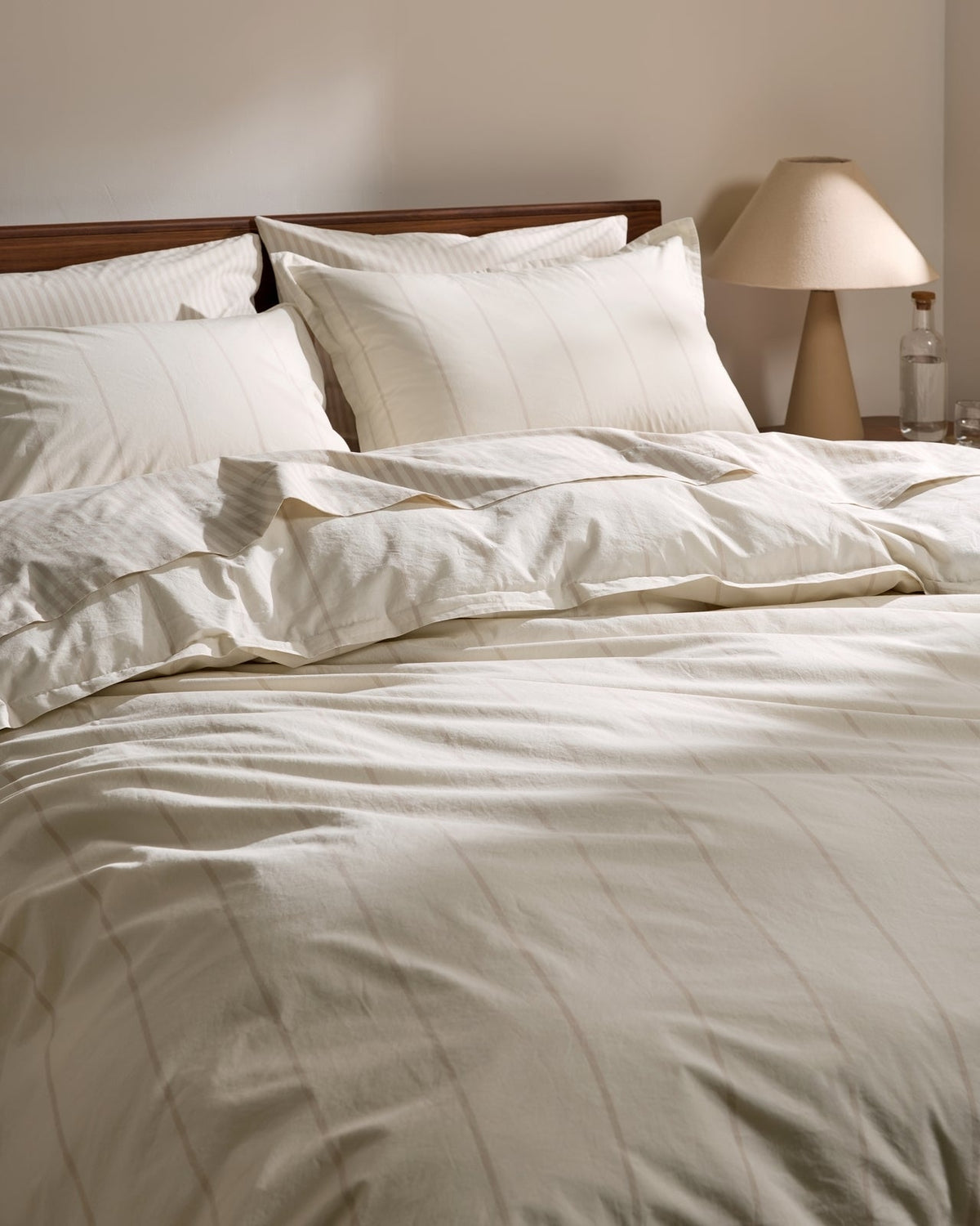 Percale Duvet Cover (Bone Stripe)