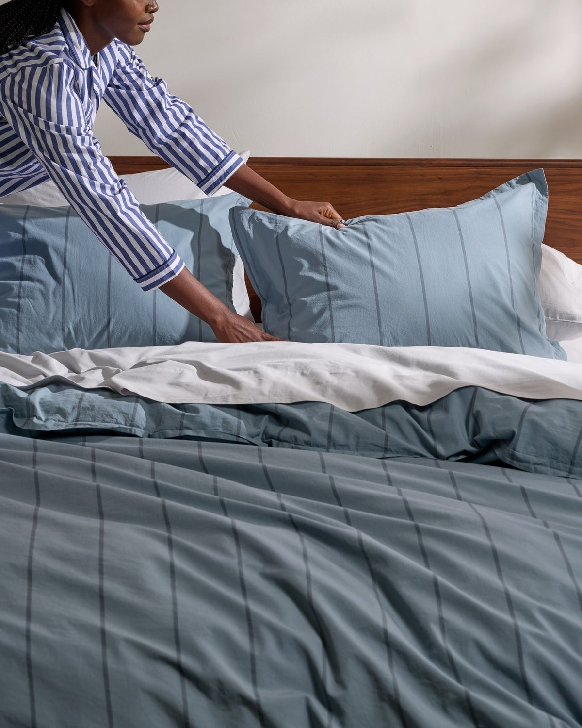 Percale Duvet Cover (Dusk Stripe)