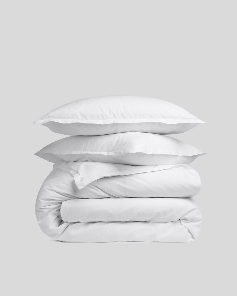 Percale Duvet Cover Set - White TW/XL