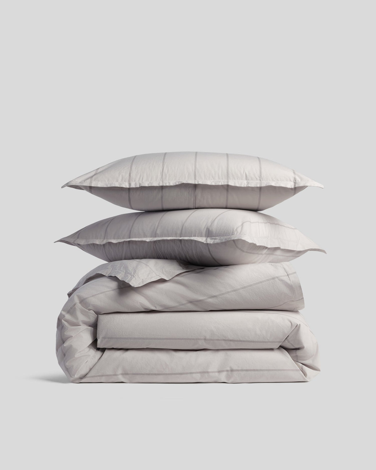 Percale Duvet Cover Set - Pebble Stripe TW/XL