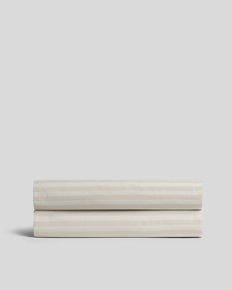 Percale Fitted Sheet (Bone Stripe)