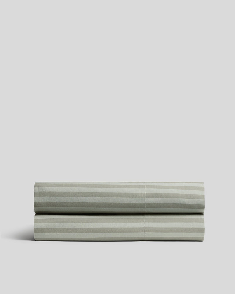 Percale Fitted Sheet (Moss Stripe)