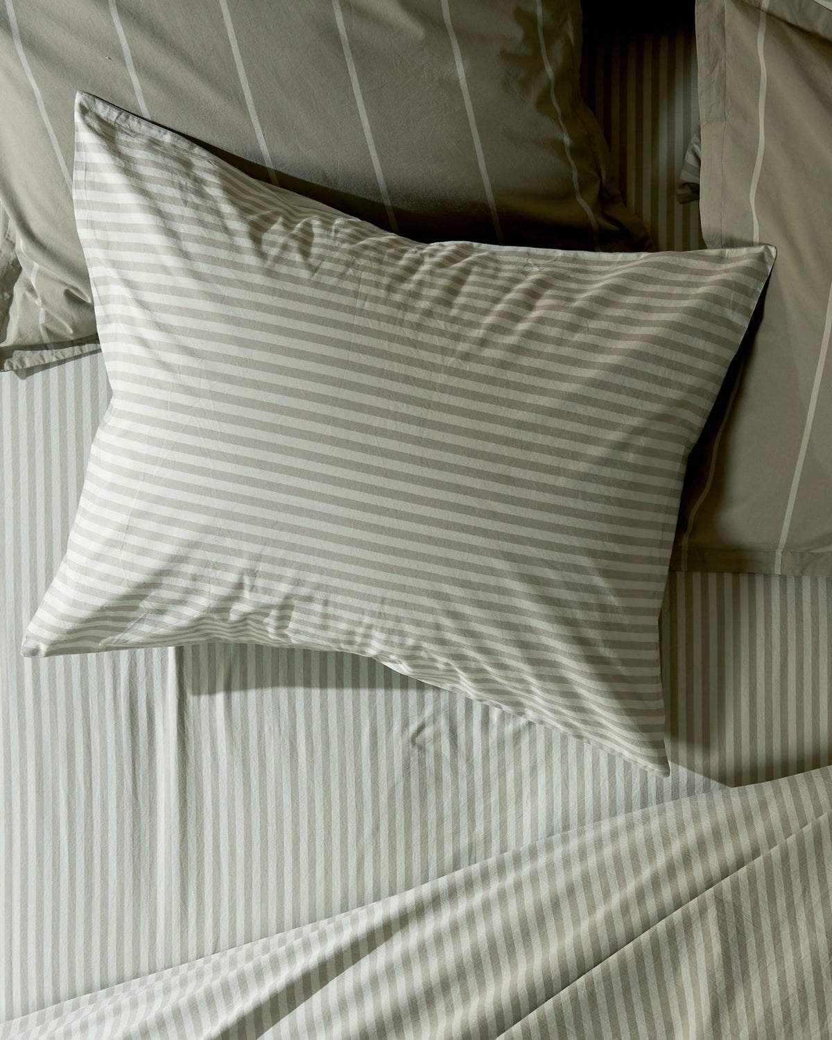 Percale Pillowcase Set (Moss Stripe)