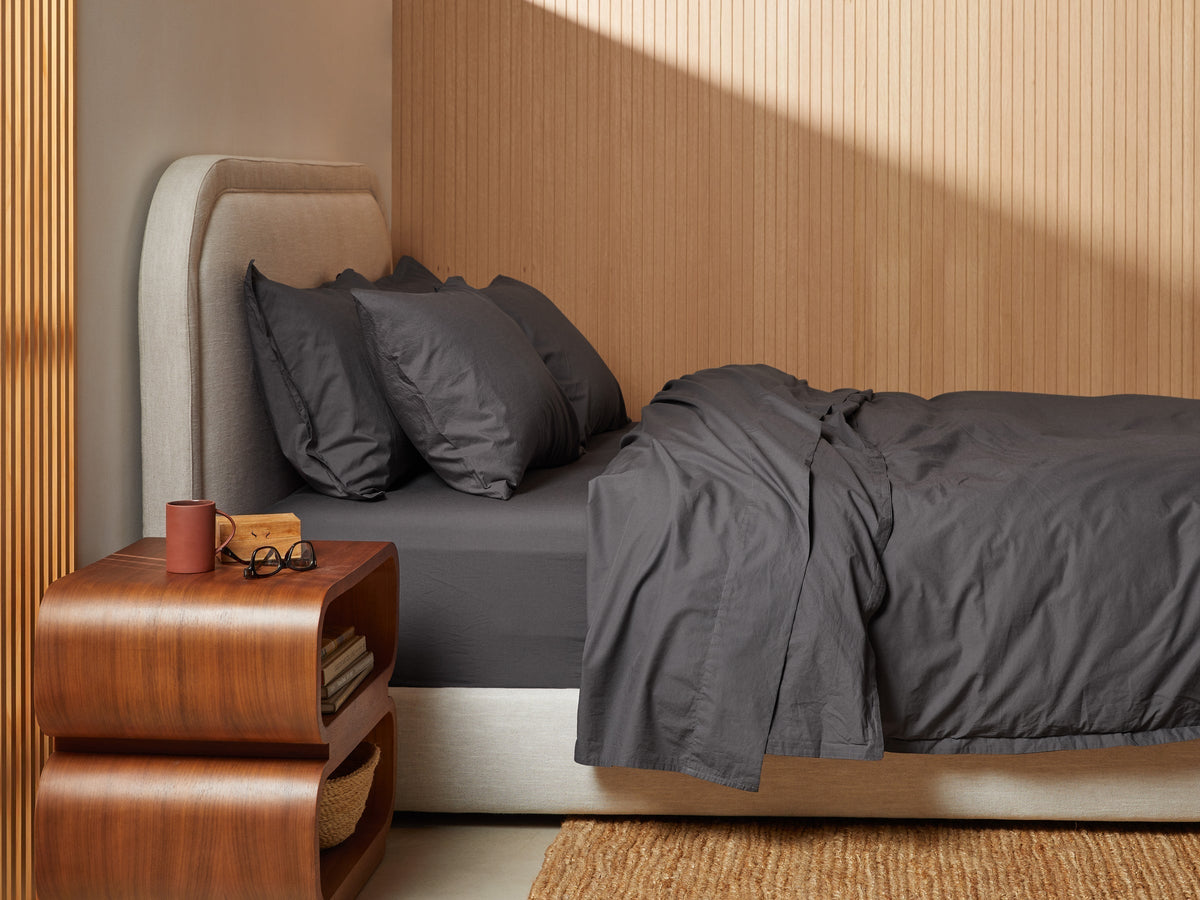 Percale Fitted Sheet - FINAL SALE (Slate)