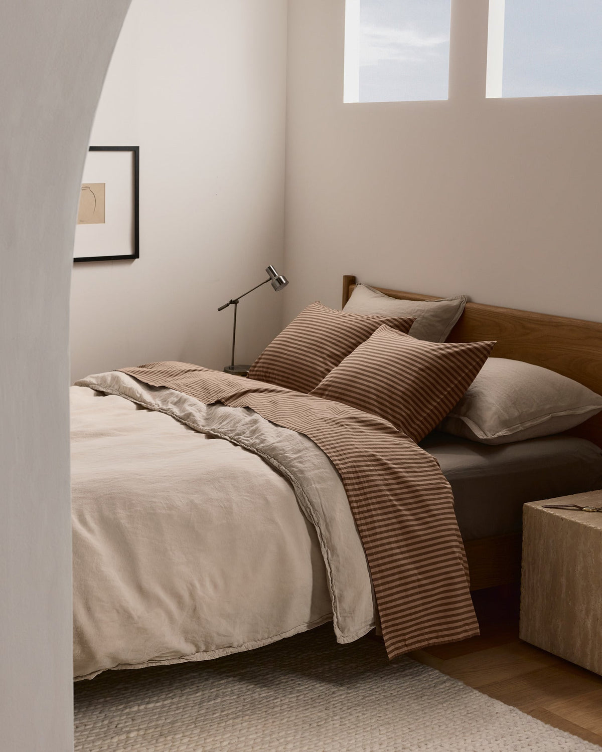 Percale Pillowcase Set (Adobe Stripe)
