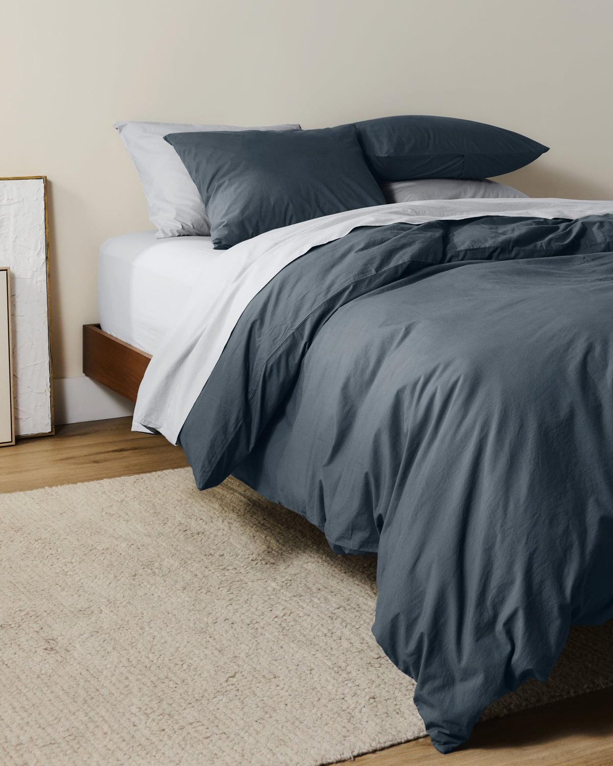 Percale Fitted Sheet (Sky)