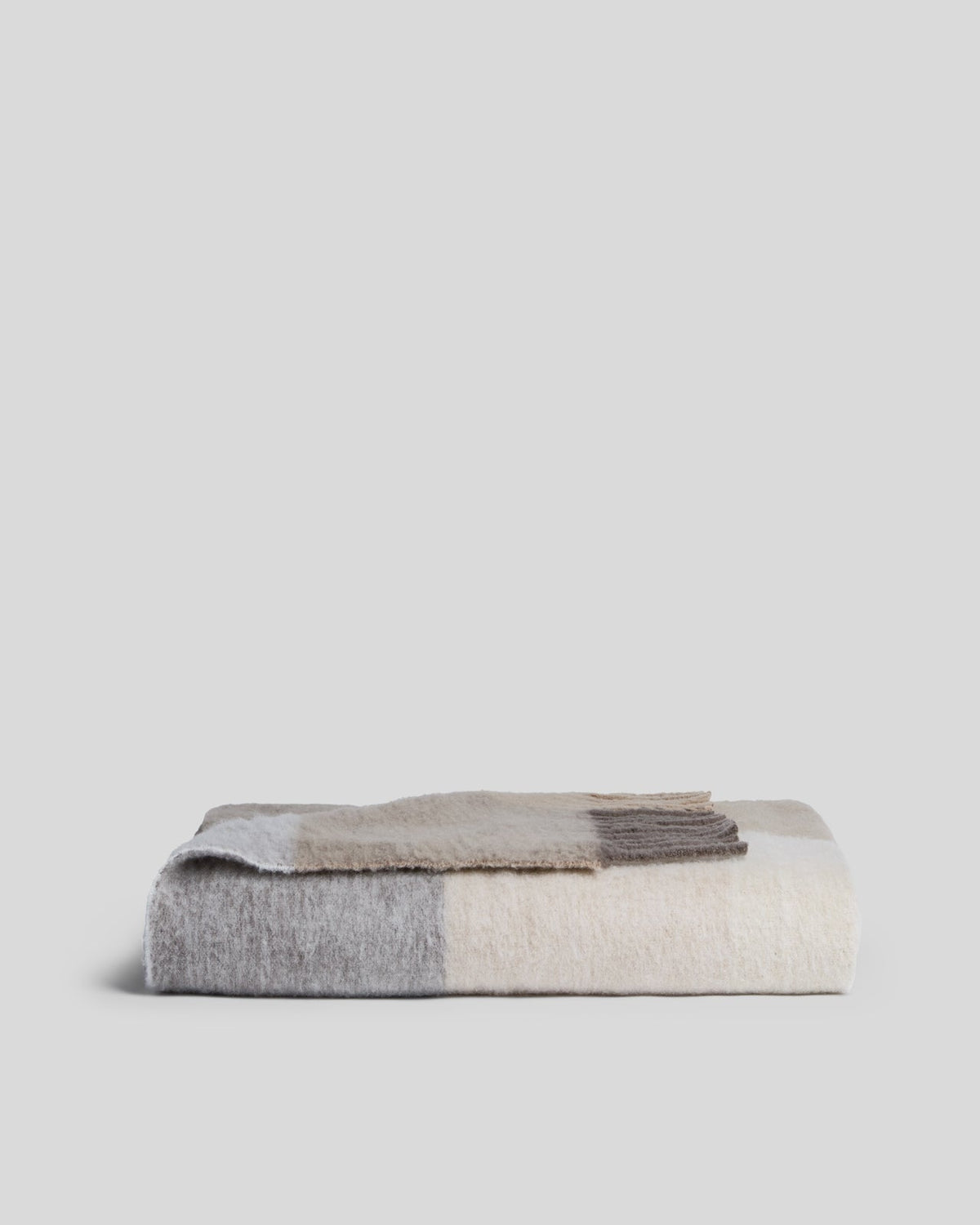Plaid Wool Alpaca Throw (Natural Plaid)