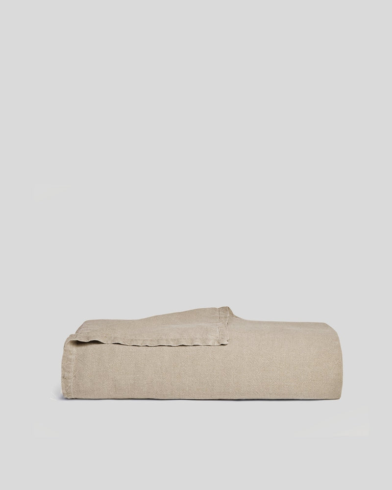 Vintage Linen Bed Blanket (Natural)